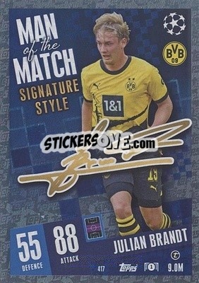 Sticker Julian Brandt - UEFA Champions League & Europa League 2023-2024. Match Attax n. 417 - Topps