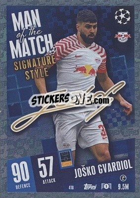 Sticker Joško Gvardiol - UEFA Champions League & Europa League 2023-2024. Match Attax n. 418 - Topps