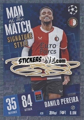 Sticker Danilo Pereira - UEFA Champions League & Europa League 2023-2024. Match Attax n. 420 - Topps