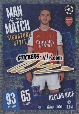 Sticker Declan Rice - UEFA Champions League & Europa League 2023-2024. Match Attax n. 421 - Topps
