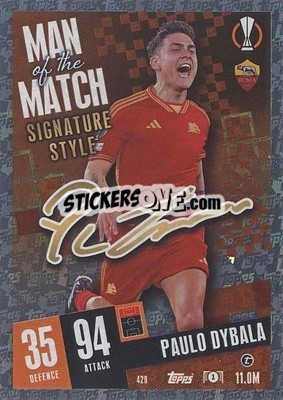 Sticker Paulo Dybala - UEFA Champions League & Europa League 2023-2024. Match Attax n. 429 - Topps