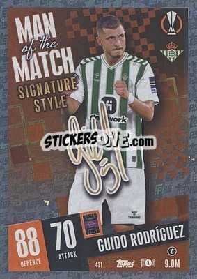 Sticker Guido Rodríguez - UEFA Champions League & Europa League 2023-2024. Match Attax n. 431 - Topps
