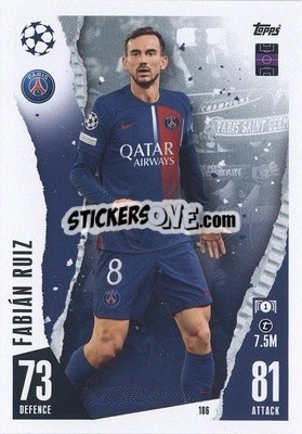 Sticker Fabían Ruiz - UEFA Champions League & Europa League 2023-2024. Match Attax n. 186 - Topps