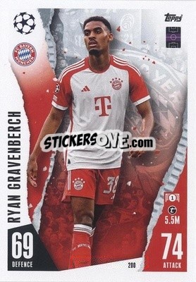Sticker Ryan Gravenberch - UEFA Champions League & Europa League 2023-2024. Match Attax n. 200 - Topps