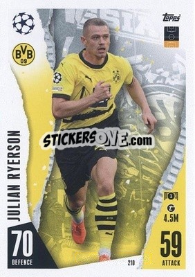 Sticker Julian Ryerson - UEFA Champions League & Europa League 2023-2024. Match Attax n. 210 - Topps
