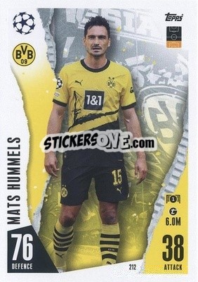 Sticker Mats Hummels - UEFA Champions League & Europa League 2023-2024. Match Attax n. 212 - Topps