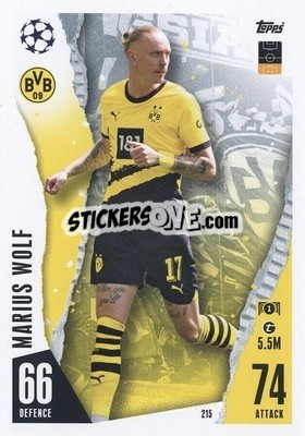 Sticker Marius Wolf - UEFA Champions League & Europa League 2023-2024. Match Attax n. 215 - Topps