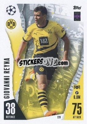 Sticker Giovanni Reyna - UEFA Champions League & Europa League 2023-2024. Match Attax n. 220 - Topps
