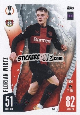 Sticker Florian Wirtz - UEFA Champions League & Europa League 2023-2024. Match Attax n. 240 - Topps