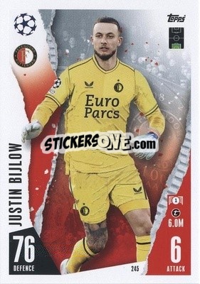 Sticker Justin Bijlow - UEFA Champions League & Europa League 2023-2024. Match Attax n. 245 - Topps
