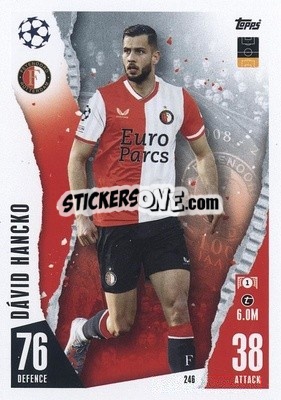 Sticker Dávid Hancko - UEFA Champions League & Europa League 2023-2024. Match Attax n. 246 - Topps