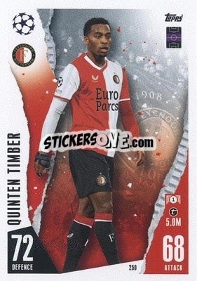 Sticker Quinten Timber - UEFA Champions League & Europa League 2023-2024. Match Attax n. 250 - Topps