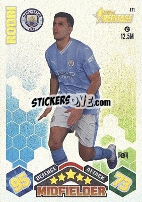 Sticker Rodri - UEFA Champions League & Europa League 2023-2024. Match Attax n. 471 - Topps
