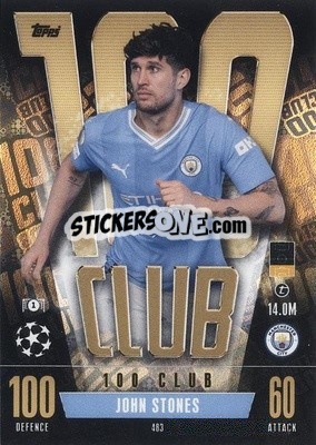 Sticker John Stones - UEFA Champions League & Europa League 2023-2024. Match Attax n. 483 - Topps