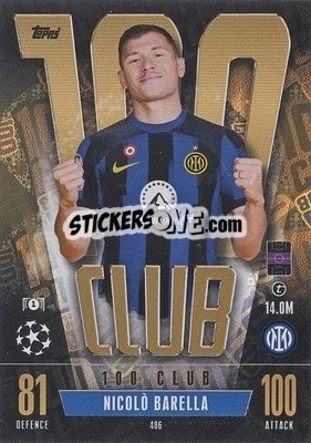 Sticker Nicolò Barella - UEFA Champions League & Europa League 2023-2024. Match Attax n. 486 - Topps