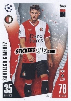 Sticker Santiago Giménez - UEFA Champions League & Europa League 2023-2024. Match Attax n. 252 - Topps
