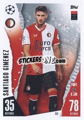 Sticker Santiago Giménez - UEFA Champions League & Europa League 2023-2024. Match Attax - Topps