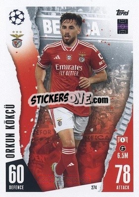Sticker Orkun Kökçü - UEFA Champions League & Europa League 2023-2024. Match Attax n. 274 - Topps