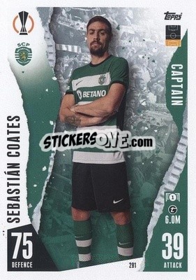 Sticker Sebastián Coates - UEFA Champions League & Europa League 2023-2024. Match Attax n. 291 - Topps