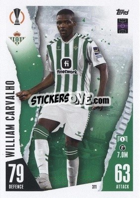 Sticker William Carvalho - UEFA Champions League & Europa League 2023-2024. Match Attax n. 311 - Topps