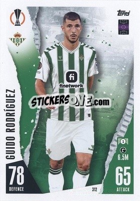 Sticker Guido Rodríguez - UEFA Champions League & Europa League 2023-2024. Match Attax n. 312 - Topps