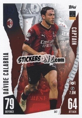 Sticker Davide Calabria - UEFA Champions League & Europa League 2023-2024. Match Attax n. 347 - Topps
