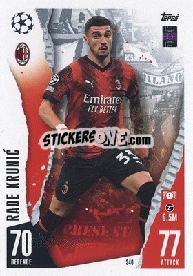 Sticker Rade Krunić - UEFA Champions League & Europa League 2023-2024. Match Attax n. 348 - Topps