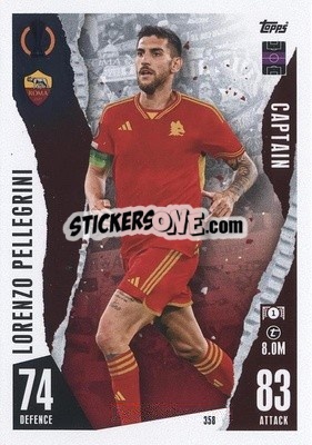 Sticker Lorenzo Pellegrini - UEFA Champions League & Europa League 2023-2024. Match Attax n. 358 - Topps