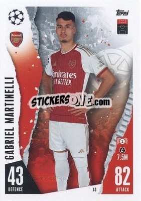 Sticker Gabrile Martinelli - UEFA Champions League & Europa League 2023-2024. Match Attax n. 43 - Topps