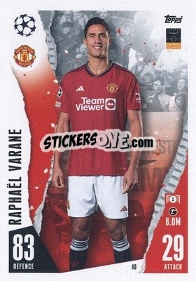 Sticker Raphaël Varane - UEFA Champions League & Europa League 2023-2024. Match Attax n. 48 - Topps
