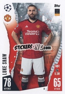 Sticker Luke Shaw - UEFA Champions League & Europa League 2023-2024. Match Attax - Topps