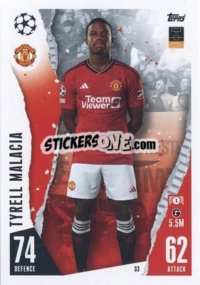 Sticker Tyrell Malacia - UEFA Champions League & Europa League 2023-2024. Match Attax n. 53 - Topps