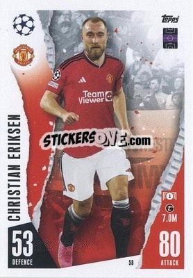 Sticker Christian Eriksen - UEFA Champions League & Europa League 2023-2024. Match Attax n. 58 - Topps