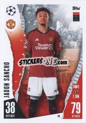 Sticker Jadon Sancho - UEFA Champions League & Europa League 2023-2024. Match Attax - Topps