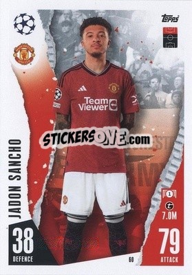 Sticker Jadon Sancho - UEFA Champions League & Europa League 2023-2024. Match Attax n. 60 - Topps