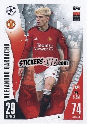 Sticker Alejandro Garnacho - UEFA Champions League & Europa League 2023-2024. Match Attax n. 62 - Topps