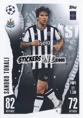 Sticker Sandro Tonali - UEFA Champions League & Europa League 2023-2024. Match Attax n. 71 - Topps