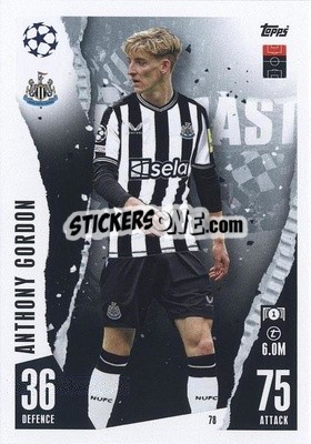 Sticker Anthony Gordon - UEFA Champions League & Europa League 2023-2024. Match Attax - Topps