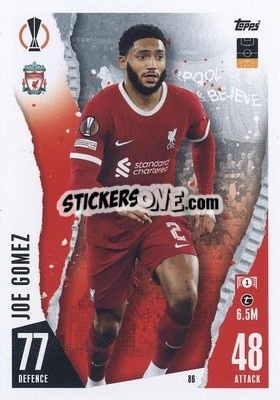 Sticker Joe Gomez - UEFA Champions League & Europa League 2023-2024. Match Attax n. 86 - Topps