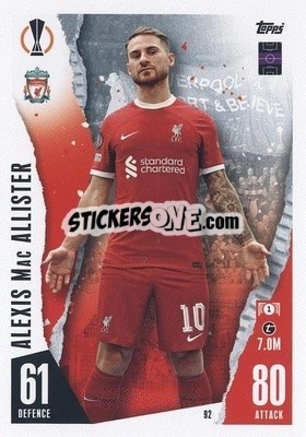 Sticker Alexis Mac Allister - UEFA Champions League & Europa League 2023-2024. Match Attax n. 92 - Topps