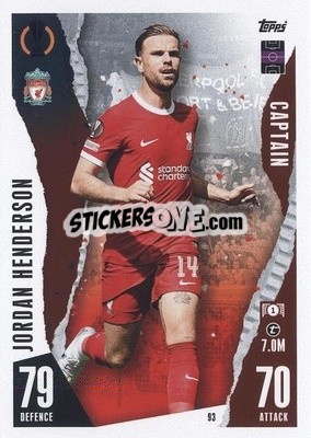 Sticker Jordan Henderson - UEFA Champions League & Europa League 2023-2024. Match Attax n. 93 - Topps