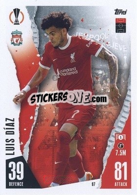 Sticker Luis Díaz - UEFA Champions League & Europa League 2023-2024. Match Attax n. 97 - Topps