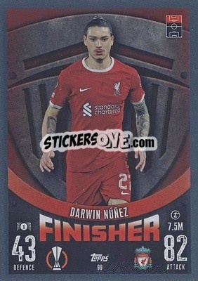Sticker Darwin Nuñez - UEFA Champions League & Europa League 2023-2024. Match Attax n. 99 - Topps