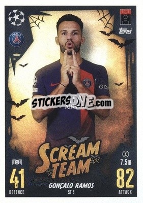 Sticker Gonçalo Ramos - UEFA Champions League & Europa League 2023-2024. Match Attax n. ST5 - Topps