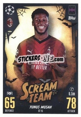 Sticker Yunus Musah - UEFA Champions League & Europa League 2023-2024. Match Attax n. ST15 - Topps