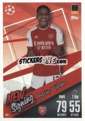 Sticker Jurriën Timber - UEFA Champions League & Europa League 2023-2024. Match Attax n. NS1 - Topps
