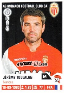 Sticker Jeremy Toulalan - FOOT 2013-2014 n. 236 - Panini