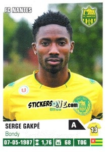 Sticker Serge Gakpe - FOOT 2013-2014 n. 286 - Panini