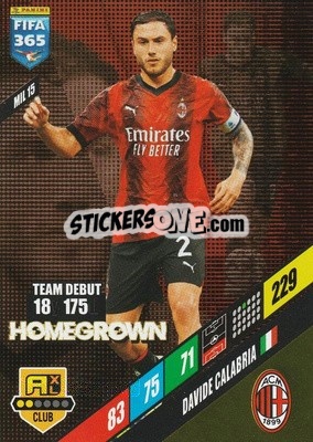 Sticker Davide Calabria - FIFA 365: 2023-2024. Adrenalyn XL
 n. MIL15 - Panini