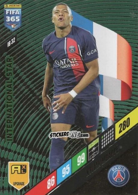 Cromo Kylian Mbappé - FIFA 365: 2023-2024. Adrenalyn XL
 n. IS32 - Panini